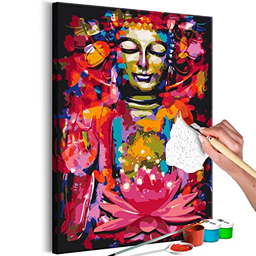 murando - Malen nach Zahlen Buddha Zen bunt Blumen Lotus 40x60 cm Malset mit Holzrahmen auf Leinwand für Erwachsene Kinder Gemälde Handgemalt Kit DIY Geschenk Dekoration von murando
