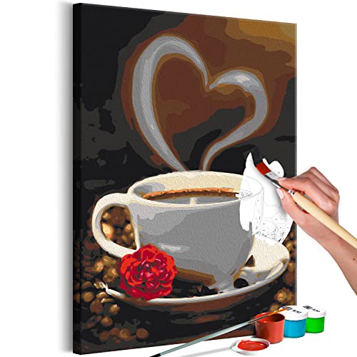 murando - Malen nach Zahlen Coffee Kaffee Kaffeetasse Herz 40x60 cm Malset mit Holzrahmen auf Leinwand für Erwachsene Kinder Gemälde Handgemalt Kit DIY Geschenk Dekoration von murando