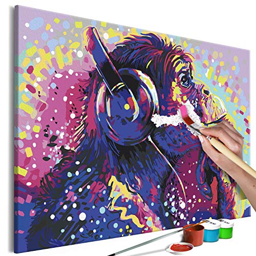 murando - Malen nach Zahlen DJ Schimpanse Tier Musik Music bunt 60x40 cm Malset mit Holzrahmen auf Leinwand für Erwachsene Kinder Gemälde Handgemalt Kit DIY Geschenk Dekoration n-A-1297-d-a von murando
