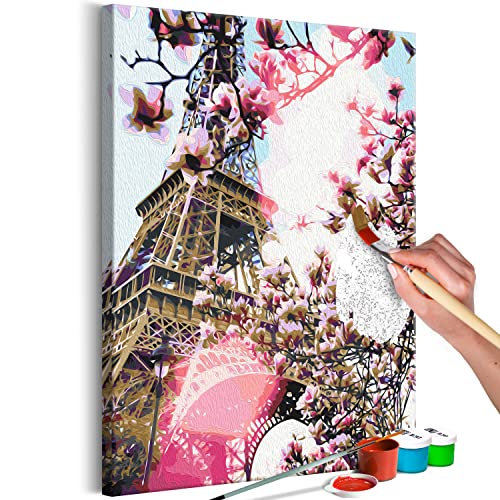 murando - Malen nach Zahlen Eiffelturm Paris Magnolia Stadt 40x60 cm Malset mit Holzrahmen auf Leinwand für Erwachsene Kinder Gemälde Handgemalt Kit DIY Geschenk Dekoration von murando