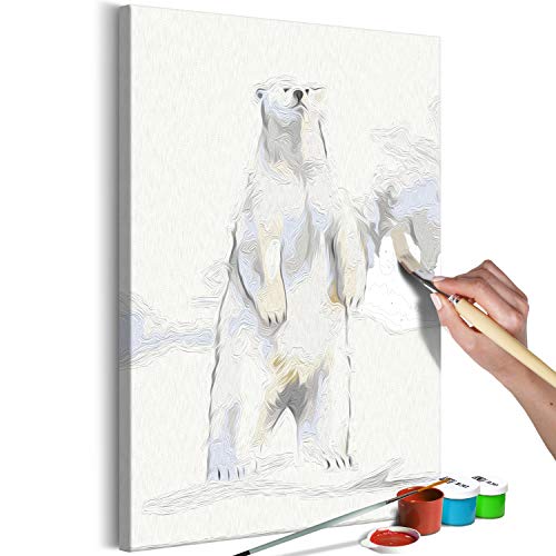 murando - Malen nach Zahlen Eisbär Tiere Schnee 40x60 cm Malset mit Holzrahmen auf Leinwand für Erwachsene Kinder Gemälde Handgemalt Kit DIY Geschenk Dekoration n-A-1210-d-a von murando