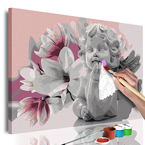 murando - Malen nach Zahlen Engel & Magnolien 50x40 cm Malset mit Holzrahmen auf Leinwand für Erwachsene Kinder Gemälde Handgemalt Kit DIY Geschenk Dekoration n-A-0540-d-a von murando