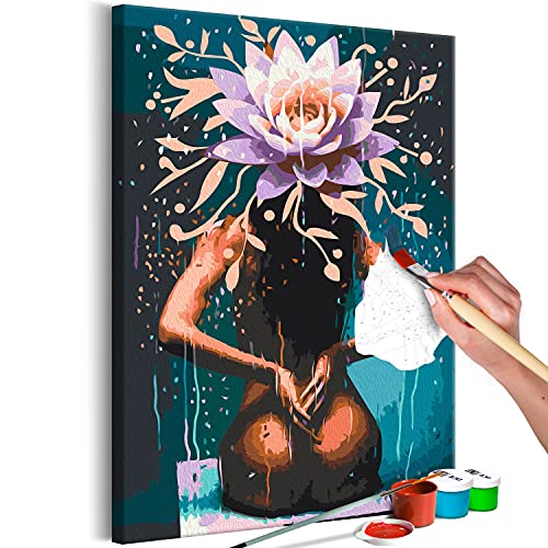 murando - Malen nach Zahlen Frau Blumen Lotus Körper Beauty 40x60 cm Malset mit Holzrahmen auf Leinwand für Erwachsene Kinder Gemälde Handgemalt Kit DIY Geschenk Dekoration von murando