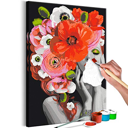 murando - Malen nach Zahlen Frau Blumenkranz Gesicht Porträt Blumen 40x60 cm Malset mit Holzrahmen auf Leinwand für Erwachsene Kinder Gemälde Handgemalt Kit DIY Geschenk Dekoration von murando