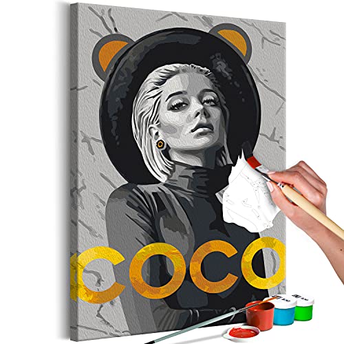 murando - Malen nach Zahlen Frau Porträt schwarz COCO 40x60 cm Malset mit Holzrahmen auf Leinwand für Erwachsene Kinder Gemälde Handgemalt Kit DIY Geschenk Dekoration n-A-1627-d-a von murando