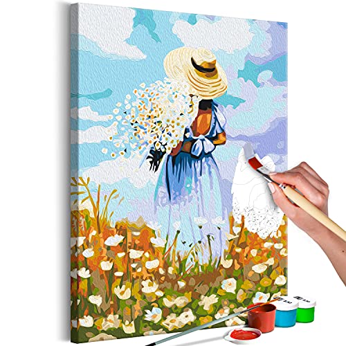 murando - Malen nach Zahlen Frau mit Blumenstrauß Landschaft 40x60 cm Malset mit Holzrahmen auf Leinwand für Erwachsene Kinder Gemälde Handgemalt Kit DIY Geschenk Dekoration von murando