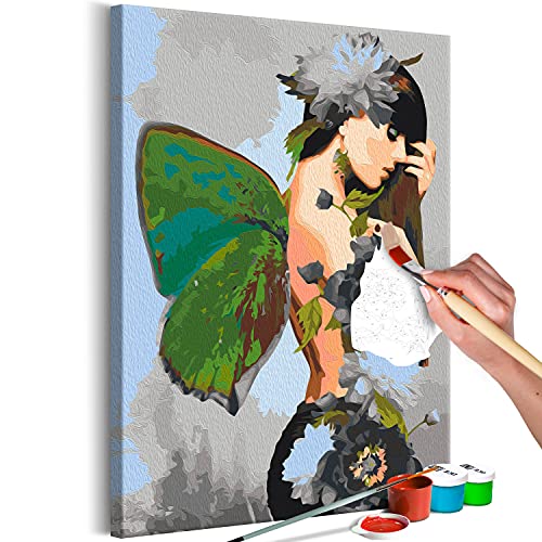 murando - Malen nach Zahlen Frau mit Schmetterlingsflügeln Blumen 40x60 cm Malset mit Holzrahmen auf Leinwand für Erwachsene Kinder Gemälde Handgemalt Kit DIY Geschenk Dekoration von murando