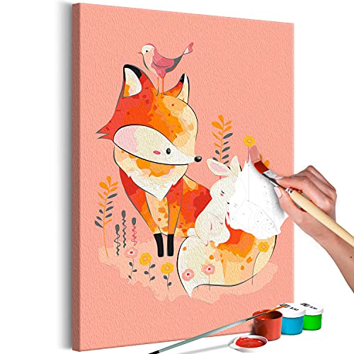 murando - Malen nach Zahlen Fuchs mit Kaninchen Tiere 40x60 cm Malset mit Holzrahmen auf Leinwand für Erwachsene Kinder Gemälde Handgemalt Kit DIY Geschenk Dekoration n-A-1493-d-a von murando