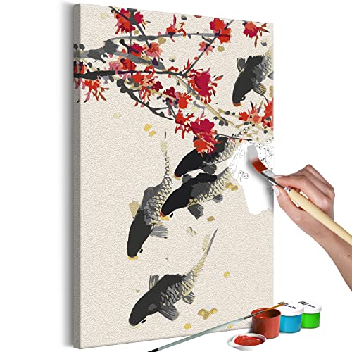 murando - Malen nach Zahlen Japanese Touch Baum Blumen Kirsche Koi 40x60 cm Malset mit Holzrahmen auf Leinwand für Erwachsene Kinder Gemälde Handgemalt Kit DIY Geschenk Dekoration von murando