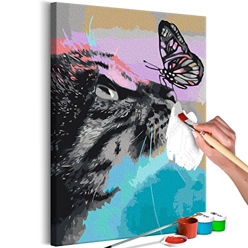 murando - Malen nach Zahlen Katze Schmetterling Tiere bunt 40x60 cm Malset mit Holzrahmen auf Leinwand für Erwachsene Kinder Gemälde Handgemalt Kit DIY Geschenk Dekoration von murando