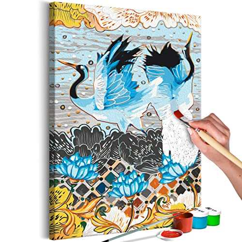 murando - Malen nach Zahlen Kraniche Tiere Wasser Natur 40x60 cm Malset mit Holzrahmen auf Leinwand für Erwachsene Kinder Gemälde Handgemalt Kit DIY Geschenk Dekoration von murando