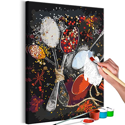 murando - Malen nach Zahlen Küche Salz und Pfeffer Gewürze 40x60 cm Malset mit Holzrahmen auf Leinwand für Erwachsene Kinder Gemälde Handgemalt Kit DIY Geschenk Dekoration j-C-10000-d-a von murando