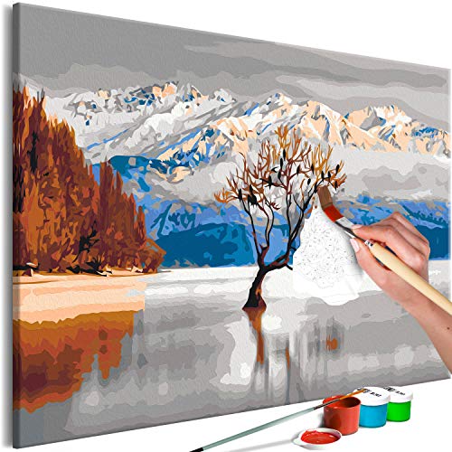 murando - Malen nach Zahlen Landschaft See Gebirge Neuseeland 60x40 cm Malset mit Holzrahmen auf Leinwand für Erwachsene Kinder Gemälde Handgemalt Kit DIY Geschenk Dekoration von murando