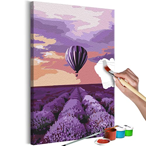murando - Malen nach Zahlen Lavendel Feld Ballon Himmel Landschaft 40x60 cm Malset mit Holzrahmen auf Leinwand für Erwachsene Kinder Gemälde Handgemalt Kit DIY Geschenk Dekoration c-A-10006-d-a von murando