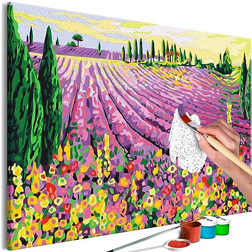 murando - Malen nach Zahlen Lavendel Landschaft 60x40 cm Malset mit Holzrahmen auf Leinwand für Erwachsene Kinder Gemälde Handgemalt Kit DIY Geschenk Dekoration c-A-10123-d-a von murando