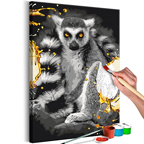 murando - Malen nach Zahlen Lemur Tier Porträt Dschungel 40x60 cm Malset mit Holzrahmen auf Leinwand für Erwachsene Kinder Gemälde Handgemalt Kit DIY Geschenk Dekoration von murando
