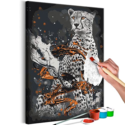 murando - Malen nach Zahlen Leopard Tier Porträt Abstrakt 40x60 cm Malset mit Holzrahmen auf Leinwand für Erwachsene Kinder Gemälde Handgemalt Kit DIY Geschenk Dekoration von murando