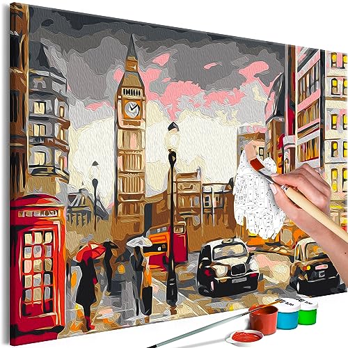 murando - Malen nach Zahlen London Big Ben Stadt 60x40 cm Malset mit Holzrahmen auf Leinwand für Erwachsene Kinder Gemälde Handgemalt Kit DIY Geschenk Dekoration d-A-10012-d-a von murando