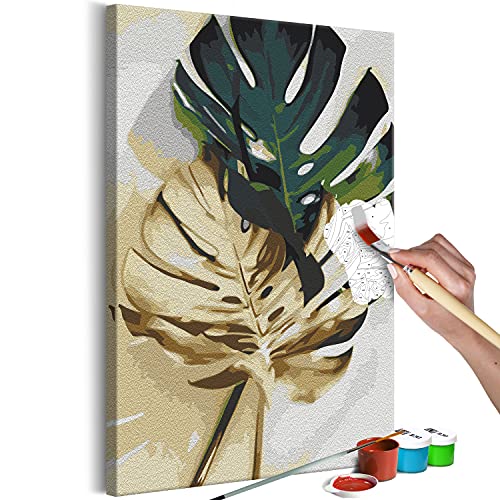 murando - Malen nach Zahlen Monstera tropische Blätter Natur Dschungel 40x60 cm Malset mit Holzrahmen auf Leinwand für Erwachsene Kinder Gemälde Handgemalt Kit DIY Geschenk Dekoration von murando