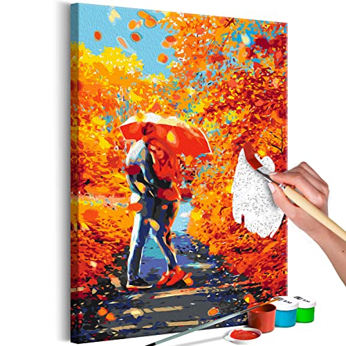 murando - Malen nach Zahlen Paar im Park Herbst Landschaft 40x60 cm Malset mit Holzrahmen auf Leinwand für Erwachsene Kinder Gemälde Handgemalt Kit DIY Geschenk Dekoration von murando