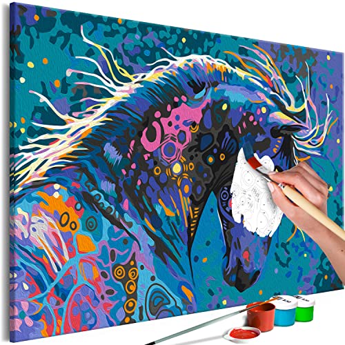 murando - Malen nach Zahlen Pferd Tier Porträt bunt 60x40 cm Malset mit Holzrahmen auf Leinwand für Erwachsene Kinder Gemälde Handgemalt Kit DIY Geschenk Dekoration g-A-10082-d-a von murando