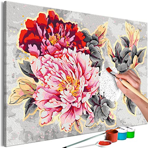 murando - Malen nach Zahlen Pfingstrosen Blumen Blumenstrauß bunt 60x40 cm Malset mit Holzrahmen auf Leinwand für Erwachsene Kinder Gemälde Handgemalt Kit DIY Geschenk Dekoration von murando