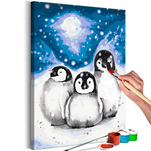 murando - Malen nach Zahlen Pinguine Tiere Winter 40x60 cm Malset mit Holzrahmen auf Leinwand für Erwachsene Kinder Gemälde Handgemalt Kit DIY Geschenk Dekoration n-A-1193-d-a von murando
