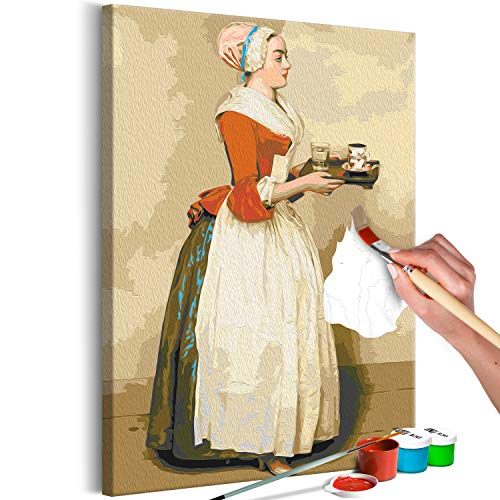 murando - Malen nach Zahlen The Chocolate Girl Frau Porträt 40x60 cm Malset mit Holzrahmen auf Leinwand für Erwachsene Kinder Gemälde Handgemalt Kit DIY Geschenk Dekoration von murando