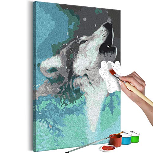 murando - Malen nach Zahlen Tier Wolf Bildnis bunt Abstrakt 40x60 cm Malset mit Holzrahmen auf Leinwand für Erwachsene Kinder Gemälde Handgemalt Kit DIY Geschenk Dekoration von murando