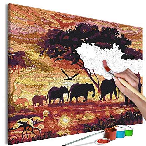 murando - Malen nach Zahlen Tiere Elefant Afrika Savanne 60x40 cm Malset mit Holzrahmen auf Leinwand für Erwachsene Kinder Gemälde Handgemalt Kit DIY Geschenk Dekoration von murando