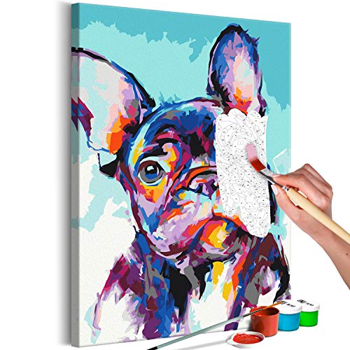 murando - Malen nach Zahlen Tiere Hund Bulldog bunt 40x60 cm Malset mit Holzrahmen auf Leinwand für Erwachsene Kinder Gemälde Handgemalt Kit DIY Geschenk Dekoration n-A-1124-d-a von murando