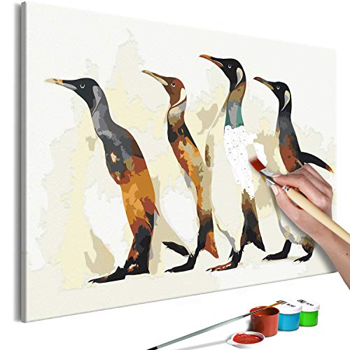 murando - Malen nach Zahlen Tiere Pinguin Antarktis 60x40 cm Malset mit Holzrahmen auf Leinwand für Erwachsene Kinder Gemälde Handgemalt Kit DIY Geschenk Dekoration n-A-1178-d-a von murando