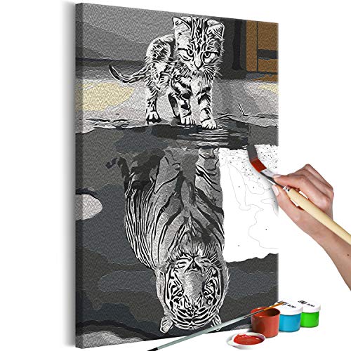 murando - Malen nach Zahlen Tiere Tiger Spiegelbild 40x60 cm Malset mit Holzrahmen auf Leinwand für Erwachsene Kinder Gemälde Handgemalt Kit DIY Geschenk Dekoration n-A-1221-d-a von murando