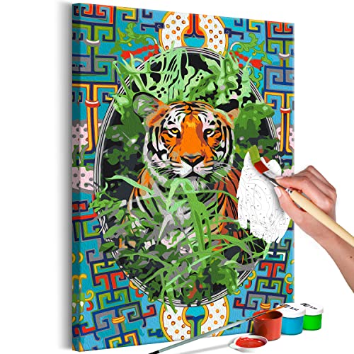 murando - Malen nach Zahlen Tiger Tier Porträt 40x60 cm Malset mit Holzrahmen auf Leinwand für Erwachsene Kinder Gemälde Handgemalt Kit DIY Geschenk Dekoration g-A-10128-d-a von murando