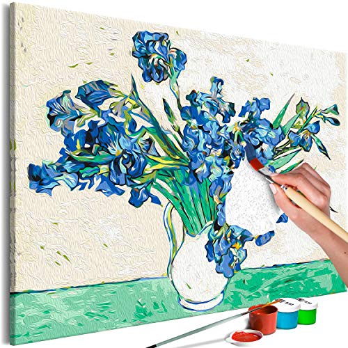 murando - Malen nach Zahlen Van Gogh Iris Blumenstrauß Blumen Natur 60x40 cm Malset mit Holzrahmen auf Leinwand für Erwachsene Kinder Gemälde Handgemalt Kit DIY Geschenk Dekoration n-A-1421-d-a von murando