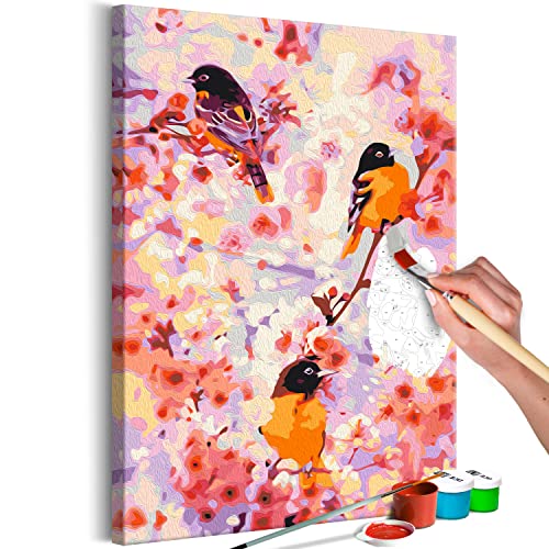 murando - Malen nach Zahlen Vögel Blumen Rose Natur 40x60 cm Malset mit Holzrahmen auf Leinwand für Erwachsene Kinder Gemälde Handgemalt Kit DIY Geschenk Dekoration g-A-10106-d-a von murando