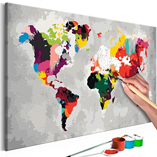 murando - Malen nach Zahlen Weltkarte 60x40 cm Malset mit Holzrahmen auf Leinwand für Erwachsene Kinder Gemälde Handgemalt Kit DIY Geschenk Dekoration n-A-0267-d-a von murando