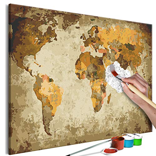 murando - Malen nach Zahlen Weltkarte 60x40 cm Malset mit Holzrahmen auf Leinwand für Erwachsene Kinder Gemälde Handgemalt Kit DIY Geschenk Dekoration n-A-0852-d-a von murando