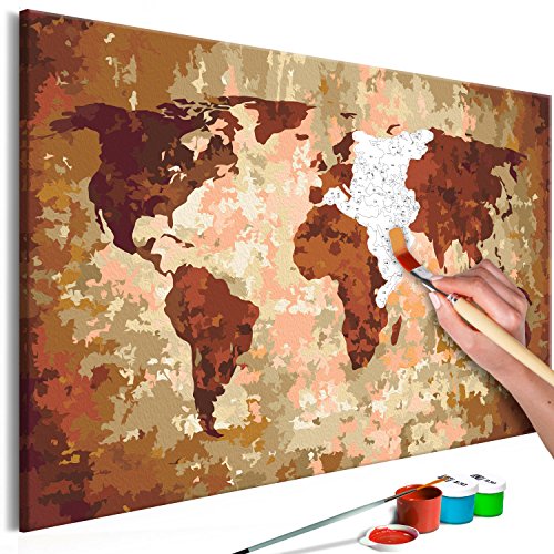 murando - Malen nach Zahlen Weltkarte Vintage 60x40 cm Malset mit Holzrahmen auf Leinwand für Erwachsene Kinder Gemälde Handgemalt Kit DIY Geschenk Dekoration n-A-0319-d-a von murando