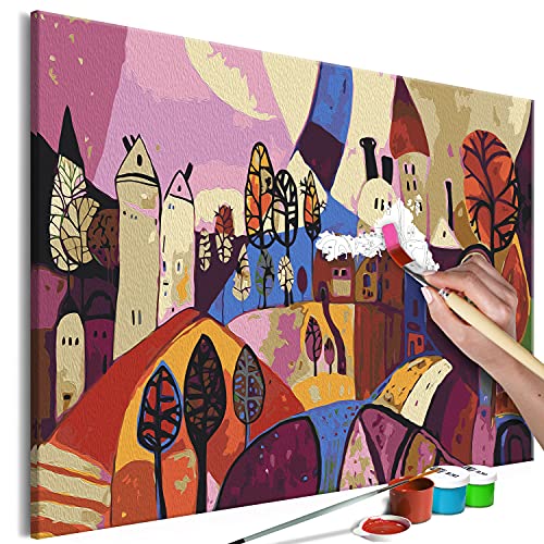 murando - Malen nach Zahlen abstraktes Stadt Landschaft bunt 60x40 cm Malset mit Holzrahmen auf Leinwand für Erwachsene Kinder Gemälde Handgemalt Kit DIY Geschenk Dekoration von murando