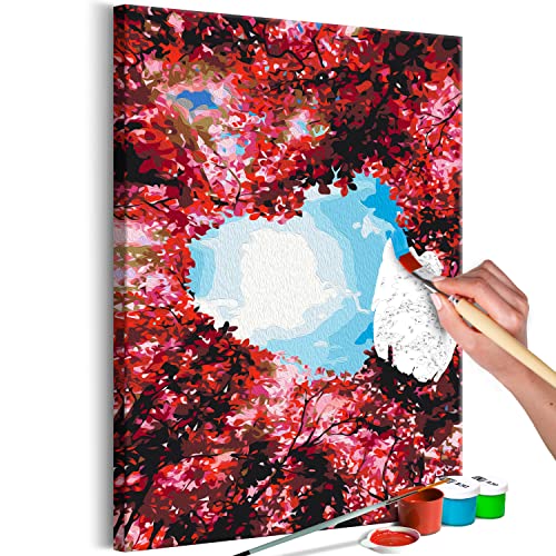 murando - Malen nach Zahlen blauer Himmel Wolken Herz Baum 40x60 cm Malset mit Holzrahmen auf Leinwand für Erwachsene Kinder Gemälde Handgemalt Kit DIY Geschenk Dekoration b-A-10037-d-a von murando