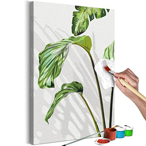 murando - Malen nach Zahlen grüne Blätter Natur Blumen 40x60 cm Malset mit Holzrahmen auf Leinwand für Erwachsene Kinder Gemälde Handgemalt Kit DIY Geschenk Dekoration von murando