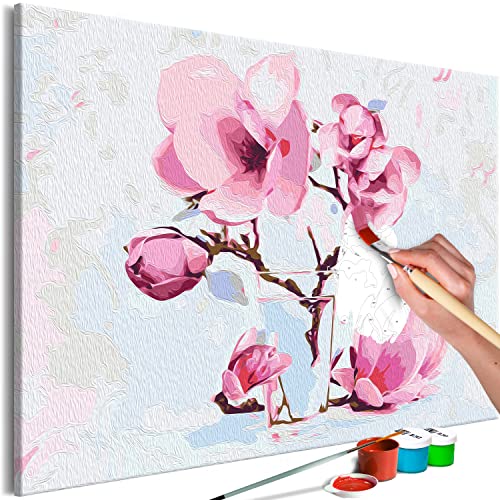 murando - Malen nach Zahlen rosa Magnolie Blumen 60x40 cm Malset mit Holzrahmen auf Leinwand für Erwachsene Kinder Gemälde Handgemalt Kit DIY Geschenk Dekoration n-A-1715-d-a von murando