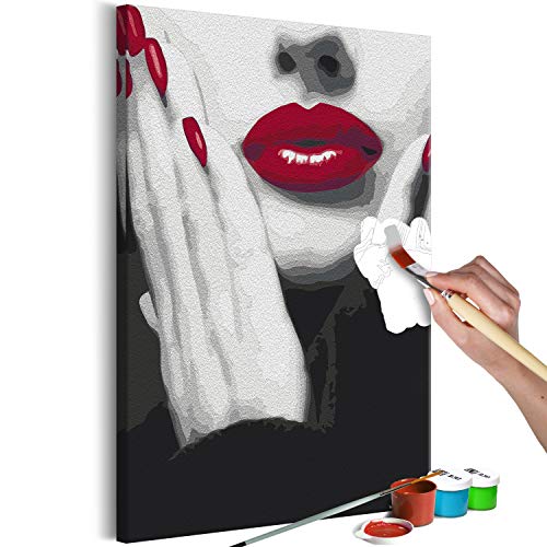 murando - Malen nach Zahlen rote Mund und Lippen Gesicht Frau grau rot 40x60 cm Malset mit Holzrahmen auf Leinwand für Erwachsene Kinder Gemälde Handgemalt Kit DIY Geschenk Dekoration murando - Malen nach Zahlen rote Mund und Lippen Gesicht Frau grau rot 40x60 cm Malset mit Holzrahmen auf Leinwand für Erwachsene Kinder Gemälde Handgemalt Kit DIY Geschenk Dekoration von murando