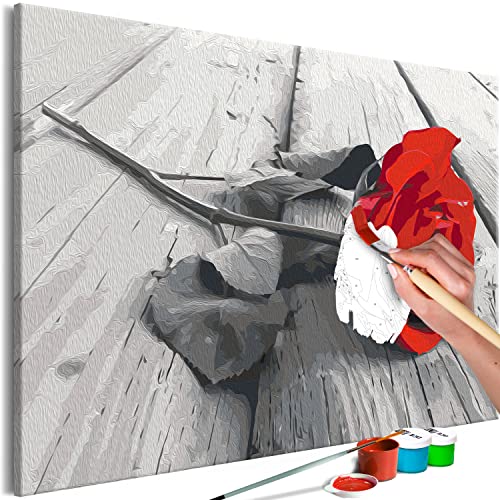 murando - Malen nach Zahlen rote Rose Blumen Liebe Natur 60x40 cm Malset mit Holzrahmen auf Leinwand für Erwachsene Kinder Gemälde Handgemalt Kit DIY Geschenk Dekoration von murando