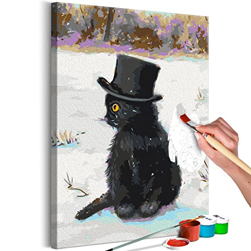 murando - Malen nach Zahlen schwarze Katze mit Bowler Tier 40x60 cm Malset mit Holzrahmen auf Leinwand für Erwachsene Kinder Gemälde Handgemalt Kit DIY Geschenk Dekoration murando - Malen nach Zahlen schwarze Katze mit Bowler Tier 40x60 cm Malset mit Holzrahmen auf Leinwand für Erwachsene Kinder Gemälde Handgemalt Kit DIY Geschenk Dekoration von murando
