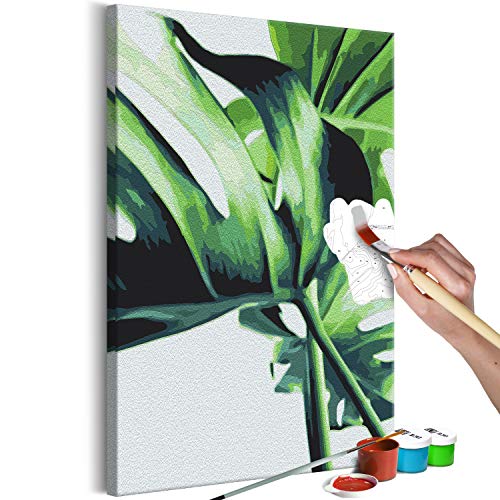 murando - Malen nach Zahlen tropische Blätter Natur Dschungel Monstera 40x60 cm Malset mit Holzrahmen auf Leinwand für Erwachsene Kinder Gemälde Handgemalt Kit DIY Geschenk Dekoration von murando