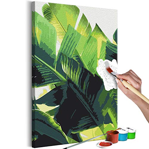 murando - Malen nach Zahlen tropische Blätter Natur Dschungel grün 40x60 cm Malset mit Holzrahmen auf Leinwand für Erwachsene Kinder Gemälde Handgemalt Kit DIY Geschenk Dekoration n-A-1403-d-a von murando