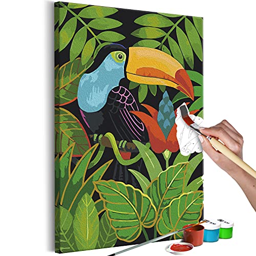 murando - Malen nach Zahlen tropischer Tukan Vogel Tier Dschungel Monstera 40x60 cm Malset mit Holzrahmen auf Leinwand für Erwachsene Kinder Gemälde Handgemalt Kit DIY Geschenk Dekoration von murando