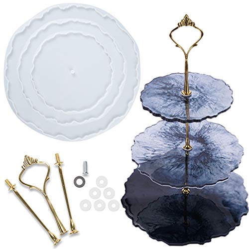 3 Etagen Epoxidharz Silikon Formen Set Cupcake Halter Achat Tabletts mit Hardware Fitting, unregelmäßige Welle rund 3 Etagen Epoxidharz Silikon Formen Set Cupcake Halter Achat Tabletts mit Hardware Fitting, unregelmäßige Welle rund von musykrafties